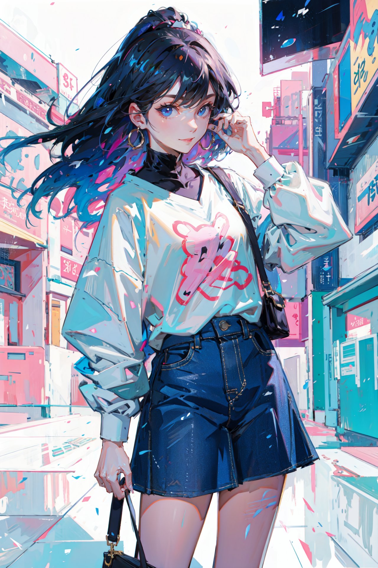 1girl, kawaii, oversize shirt,