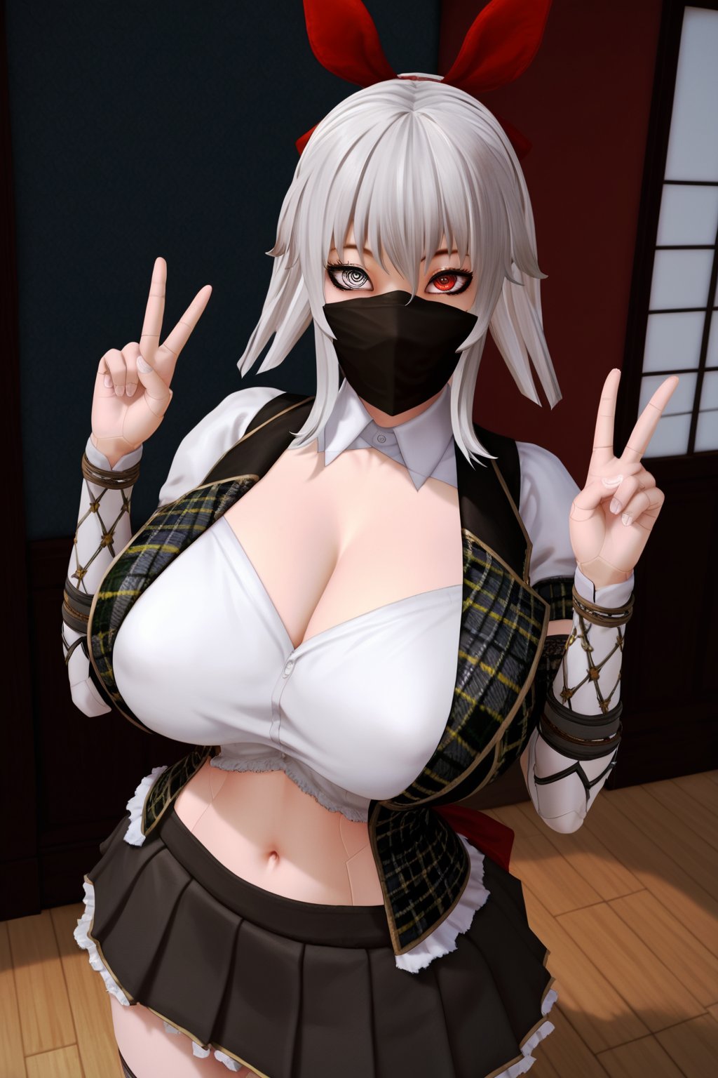 score_9_up, score_8_up, score_7_up, 1girl, android_mk3, mask, heterochromia, grey eye, looking_at_viewer, double v, huge breasts, expressive eyes<lora:EMS-443243-EMS:1.000000>