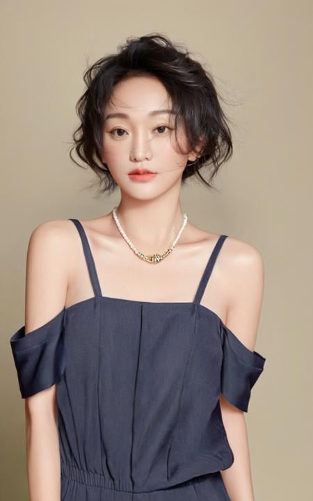 high definition photo,ultra detailed skin,ultra detailed face,<lora:xunge_XL_0_:1>,xunge,(Off-the-shoulder_romper:1.5),(Straw_wedge_sandals:1.4),(Shell_necklace:1.3),1girl,portrait,suit,t-shirt,odd elf,