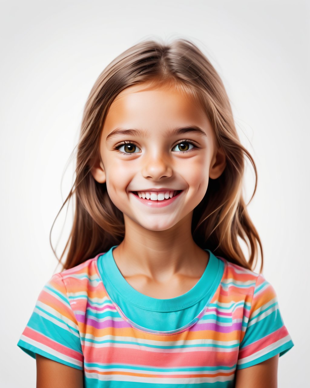 <lora:purtest5124x05:1>  young girl smiling in front of the camera, vivid colors and ultra-HD quality, white background.