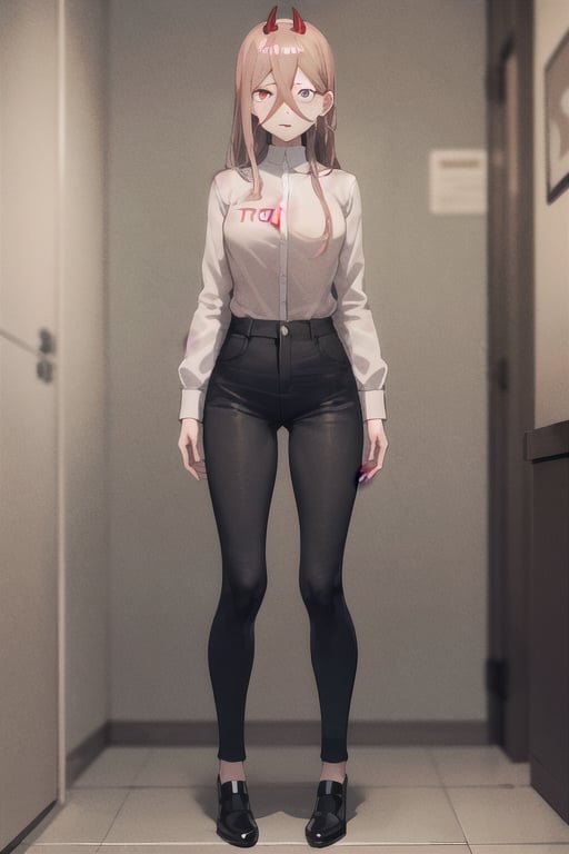 (masterpiece, best quality), solo, vtuber-fullbody, corneo_power, (white shirt, black pants), full body, (white backgound), <lora:vtuber-poses-05:1>