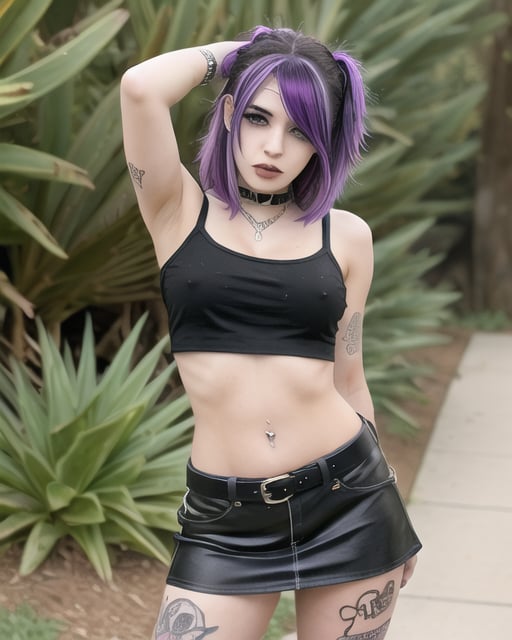 solo,random girl,random makeup,random top,random skirt or pants,random hair color,random breast size,random style either emo punk or goth styles,very form fitting clothing,open clothes, perfect features, perfect limbs, have her doing something awesome x10000, fantasy levels of epicness and randomly select a fantasy background and theme