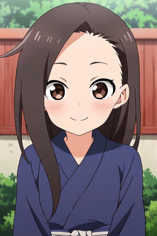 <lora:kunoichitsubaki:0.7> kunoichitsubaki, 1girl, solo, brown eyes, looking at viewer, smile, hair down, long hair, blue kimono, low neckline, blush, 8k, highly detailed