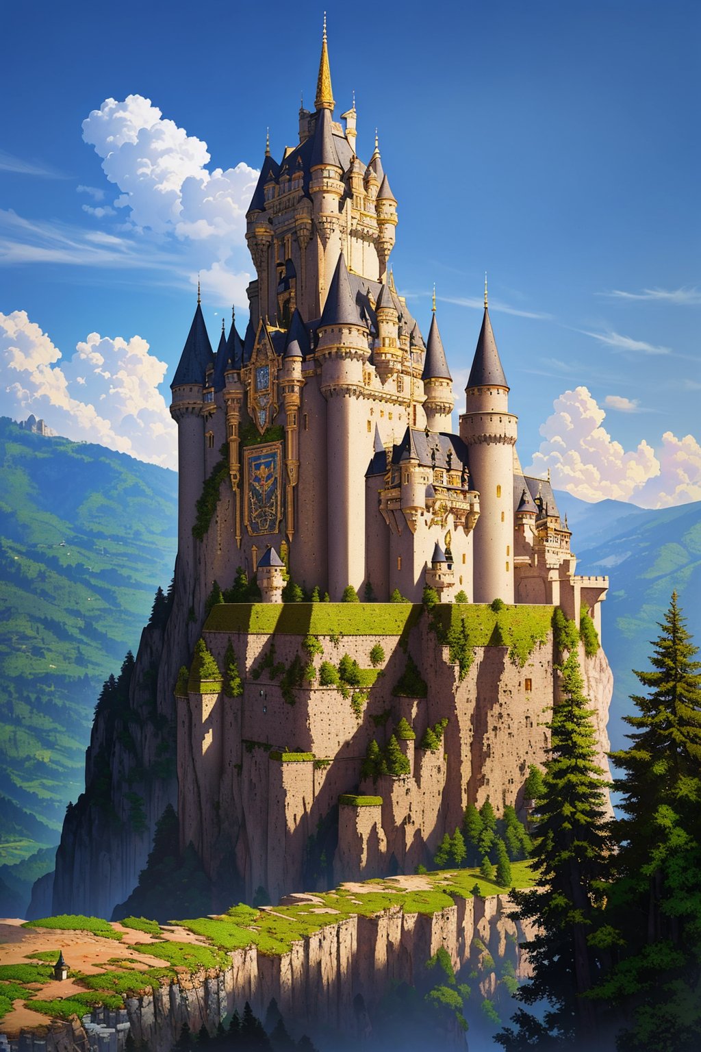 A forbidden castle high up in the mountains, pixel art, (intricate details:1.12), hdr, (intricate details, hyperdetailed:1.15), (natural skin texture, hyperrealism, soft light, sharp:1.2), game art, key visual, surreal