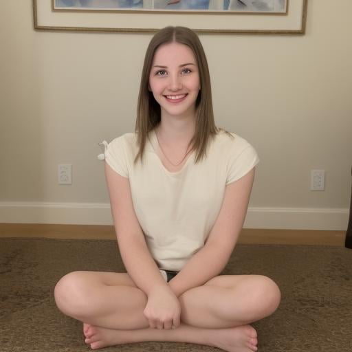 1girl, sitting, facing viewer, smiling