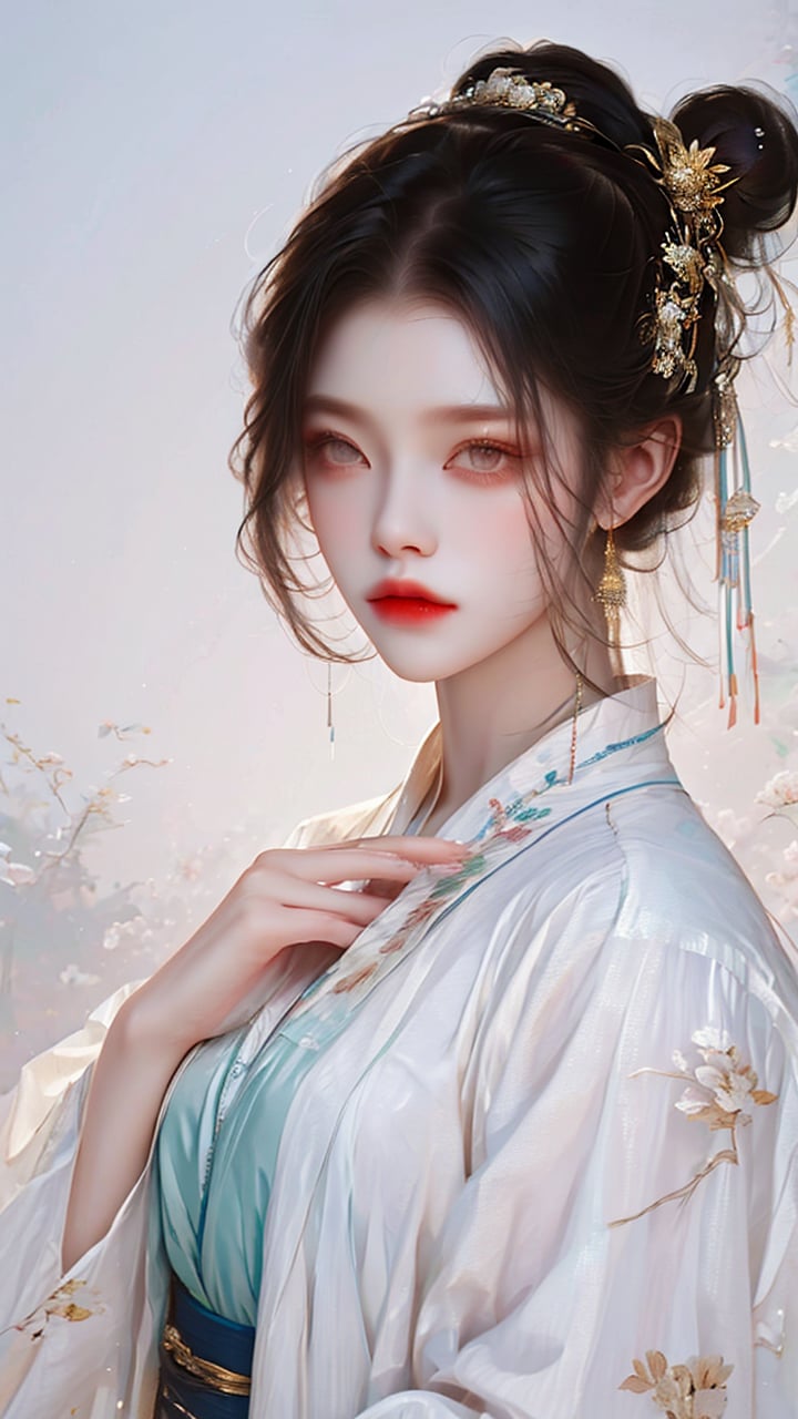 1girl,solo,realistic,hair ornament,hanfu,chinese clothes,