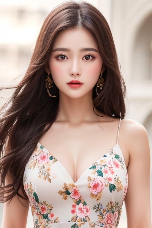 1girl, elegant floral dress, beautiful eyes, upper body, 8k