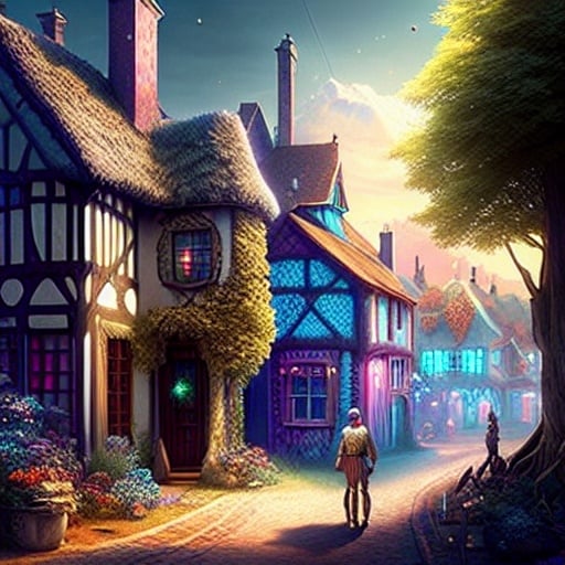 dreamlikeart iridescent fantasy town