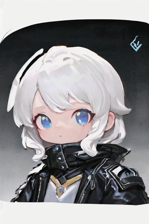 dimoo,chibi, 1boy, white hair, jacket, best quality,masterpiece, detailed,16k,beautiful detailed face,beautiful detailed eyes,solo,