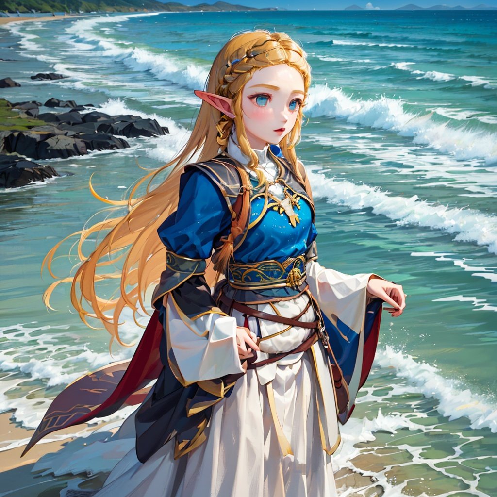 l5ak,1girl, ((solo)), braid, long_hair, ocean