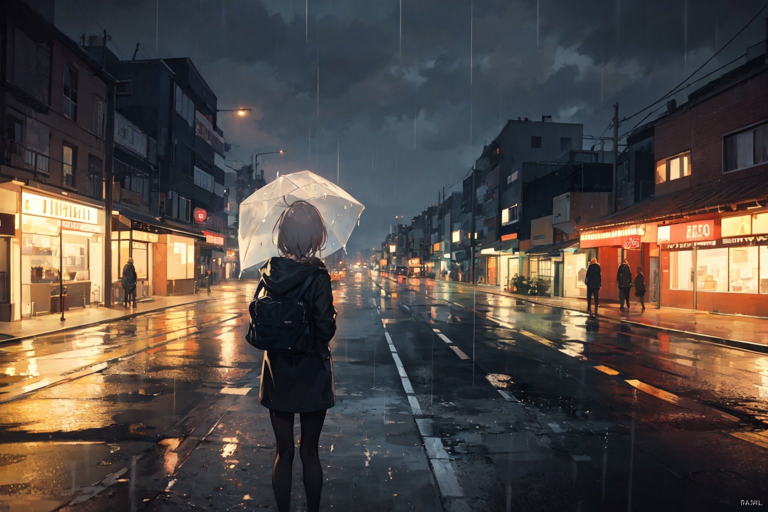 rain,night city