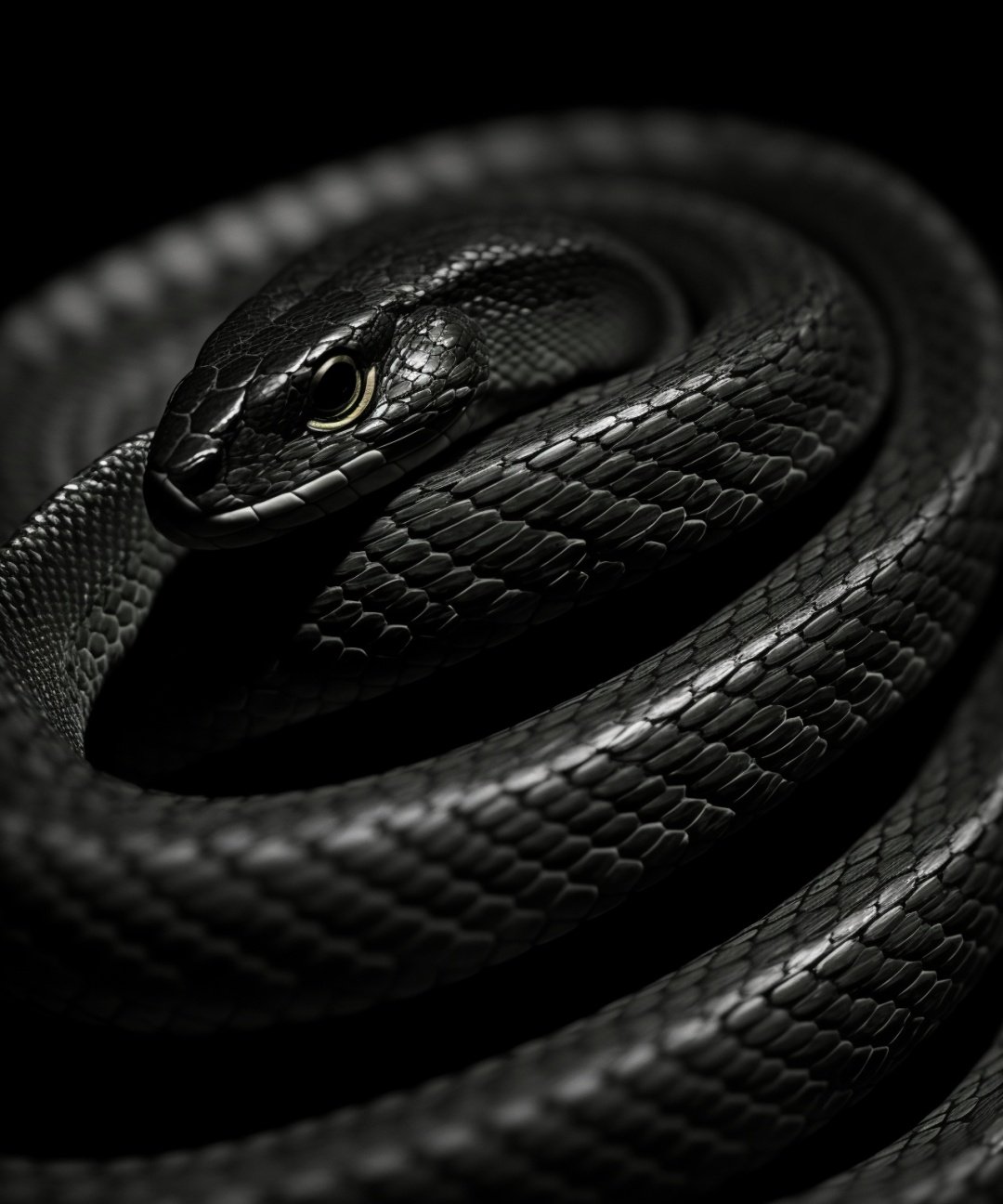 a viper snake, closeup, at night, dark theme, darken, cinematic