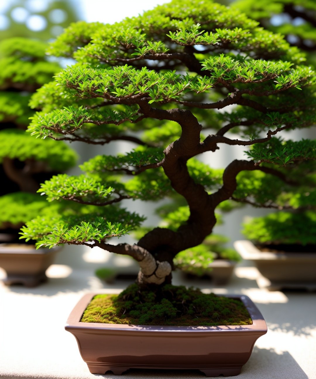 bonsai tree, tilt shift, depth of field