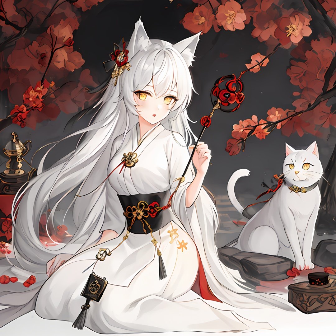 {masterpiece},{bestquality},{1girl},Amazing,beautifuldetailedeyes,finelydetail,Depthoffield,extremelydetailedCG,original,extremelydetailedwallpaper,white_hair,magic_circle,cat_ears,long_hair,white_hair/yellow_eyes,wand,pentagram,clock,{masterpiece},{bestquality},{1girl},Amazing,beautifuldetailedeyes,finelydetail,Depthoffield,extremelydetailedCG,original,extremelydetailedwallpaper, white_hair