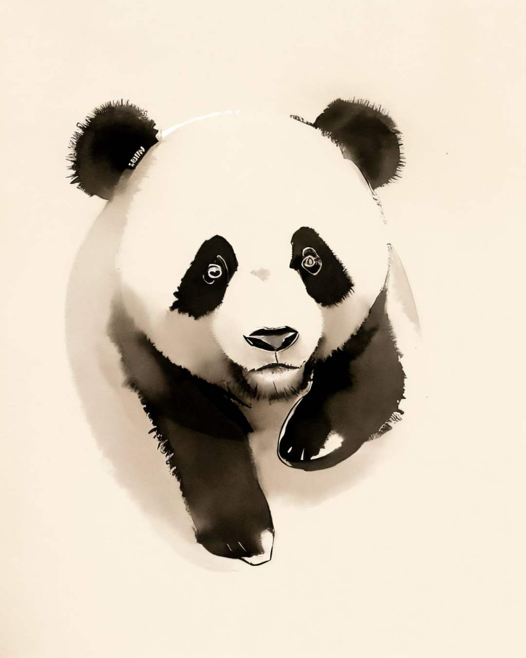 <lora:zyd232_InkStyle_v1_0:1.0> zydink, monochrome, ink sketch, cute panda, simple background,