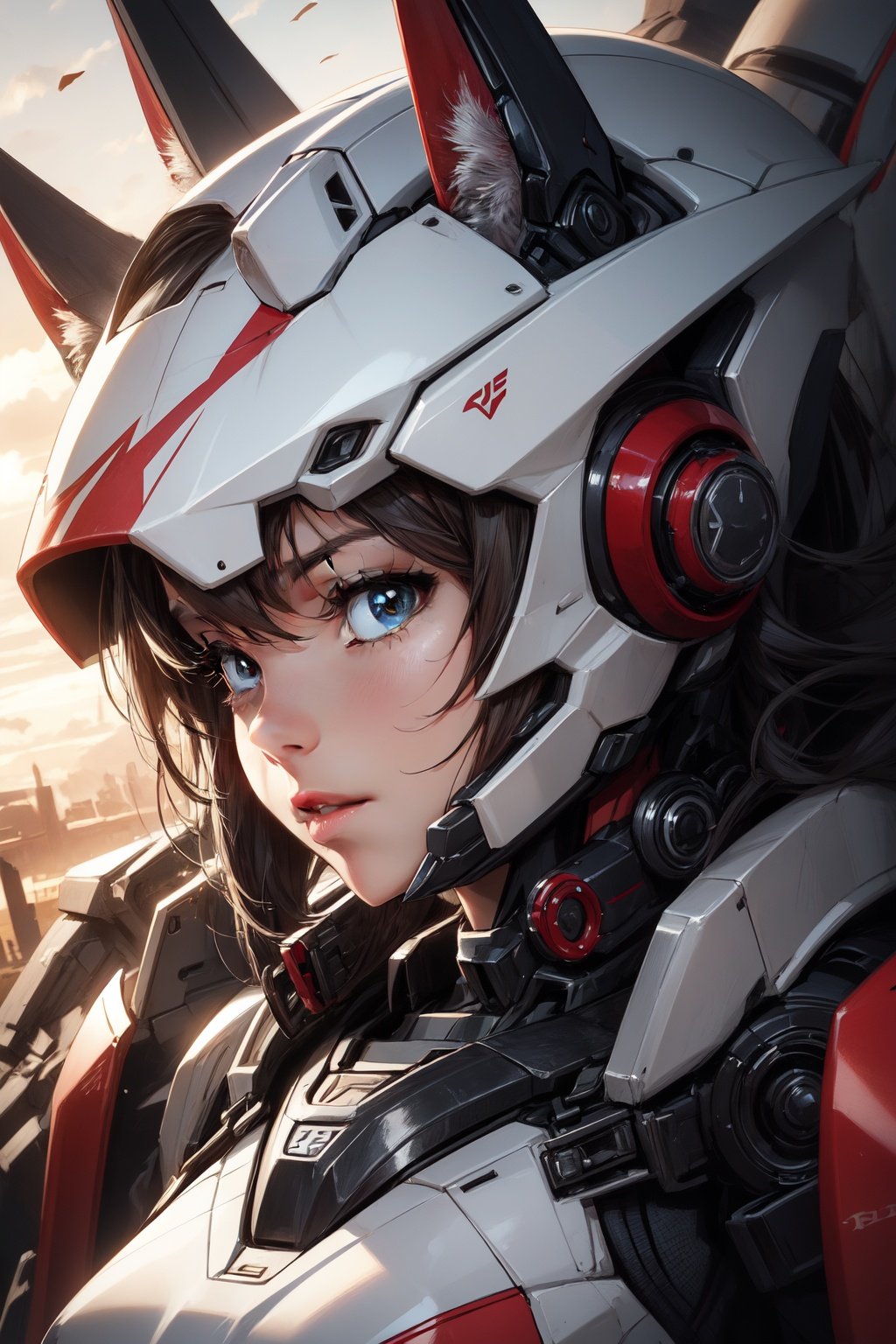 1girl, portrait of female mecha robot godanubis with jackal head in hanggar, magic astral,