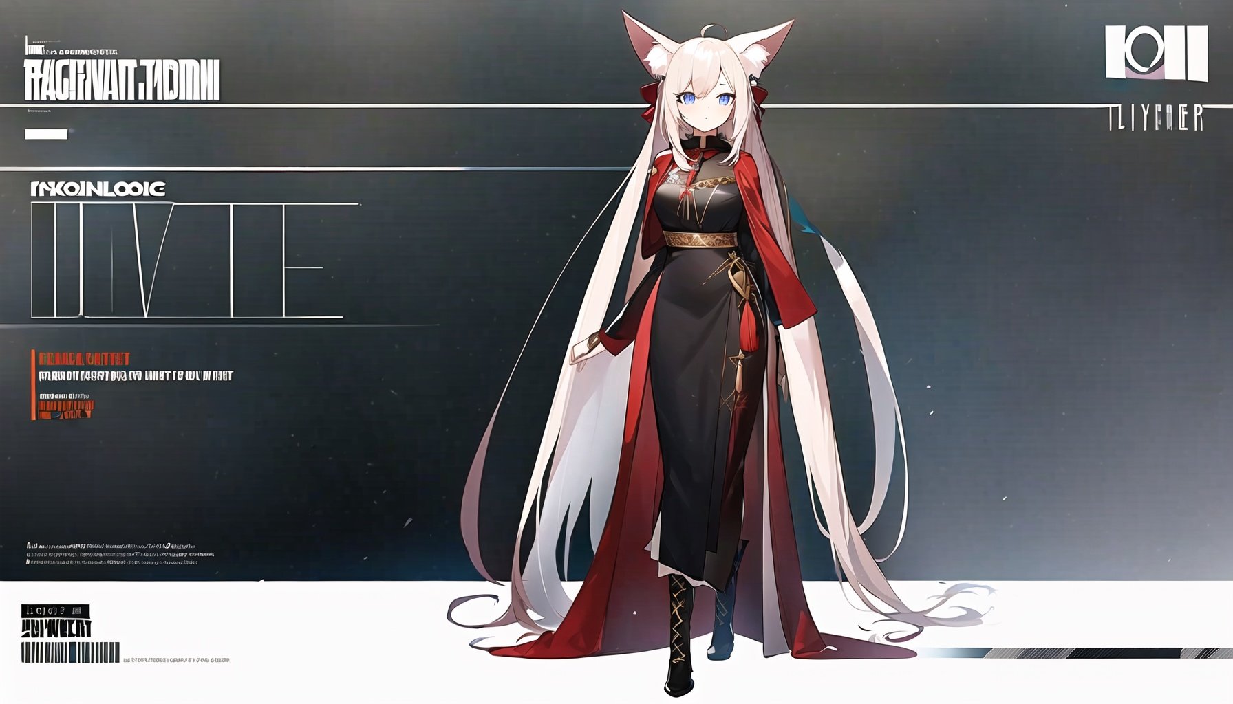 1girl, animal_ears, boots, full_body, long_hair, long_sleeves, looking_at_viewer, official_alternate_costume, solo, standing, very_long_hair,