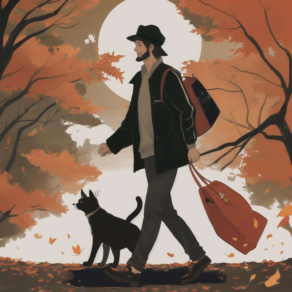 Slight retro color, flat, grainy, riso print style, illustration, cute, white space, low saturation, 1boy, animal, autumn, autumn leaves, bag, bird, black hair, branch, cat, facial hair, flower, fox, full moon, hat, jacket, leaf, lily \(flower\), male focus, maple leaf, moon, open clothes, pants, plant, shirt, shoes, solo, standing, stubble, sun, tree, walking, white flower, solo, smile, short hair, shirt, black hair, long sleeves, 1boy, standing, jacket, male focus, shoes, pants, bag, tree, profile, shadow, bird, animal, leaf, brown footwear, plant, walking, dog, limited paletteSteps: 20, Sampler: DPM++ 2M Karras, CFG scale: 7, Seed: 3216481127, Size: 512x512, Model hash: ffde7edfe2, Model: RISO_TUNAN_V2, Denoising strength: 0.55, Clip skip: 2, Hires upscale: 2, Hires upscaler: 4x-UltraSharp