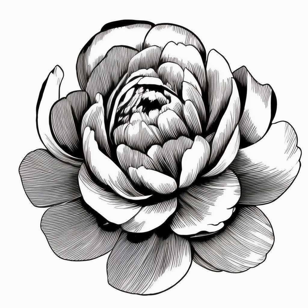 a Peony has been drawn on a white background, in the style of intricate pen illustrator,  illustrations, strong use of negative space，monochrome, blank, masterpiece, highest quality, very detailed, 8K,<lora:BANHUA:0.1>Steps: 30, Sampler: DPM++ 2M Karras Test, CFG scale: 7, Seed: 162567676, Size: 512x512, Model hash: c5e10b1c60, Model: www, Denoising strength: 0.45, Clip skip: 2, Hires upscale: 2, Hires steps: 5, Hires upscaler: 4x-UltraSharp