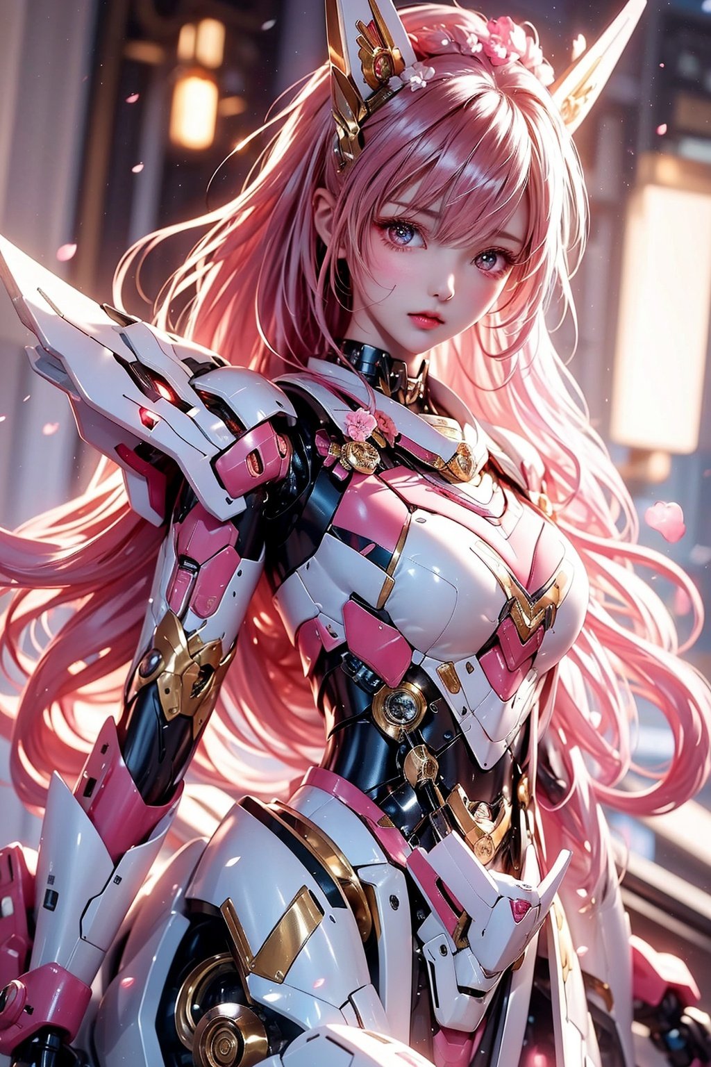 1girl, dramatic lighting,Pink Mecha,Honey Mecha