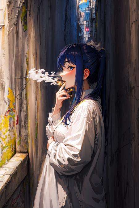 masterpiece,best best quality, 1girl, <lora:Smoking:1>,smoke,smoking, looking at viewer, water,wave