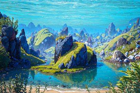 masterpiece, best quality, no humans, scenery <lora:C4D:1>,,sea,water,plants