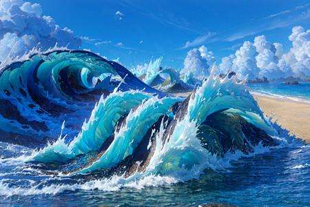 masterpiece, best quality, no humans, scenery <lora:C4D:1>,,sea,water,wave,