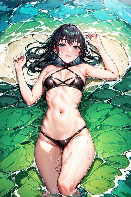 masterpiece, best quality, 1girl, <lora:XPL-000010:1>lying,water,wave