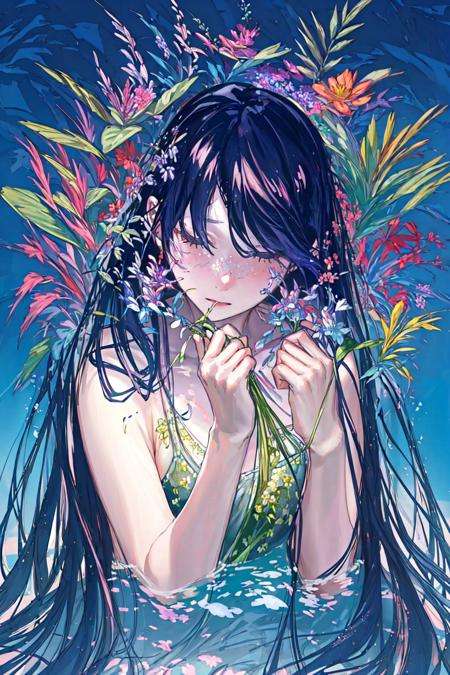 masterpiece, best quality, 1girl,starry,night,  <lora:Starry-000012:1>,sky,plants