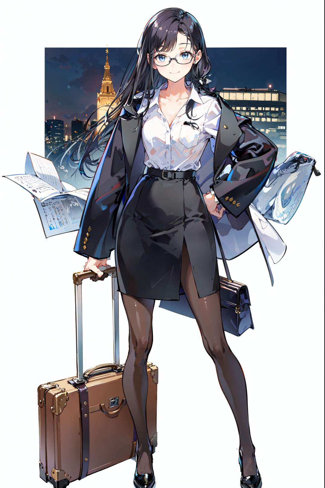 ,(Masterpiece:1.2, high quality), (pixiv:1.4),TIV,1girl, transparent, umbrella, skirt, sky, solo, holding, black hair, outdoors, bag, cloud, looking at viewer, shirt, short hair, holding umbrella, white skirt, bangs, transparent umbrella, railing, jewelry, short sleeves, closed mouth, blue eyes, teruterubouzu, jacket, blue sky, blurry, black shirt, standing, cloudy sky, smile, collarbone, blush, depth of field, day, open clothes, bracelet, pink jacket, bridge, cowboy shot <lora:TIV:0.8>