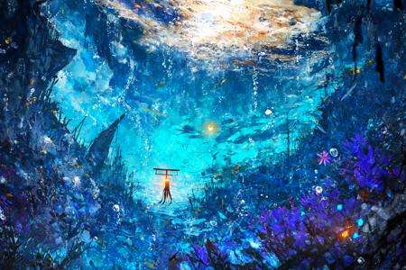 masterpiece, best quality, no_humans,ruins, <lora:RAL:1>,underwater,space,glowing,city,tanabata, tanzaku