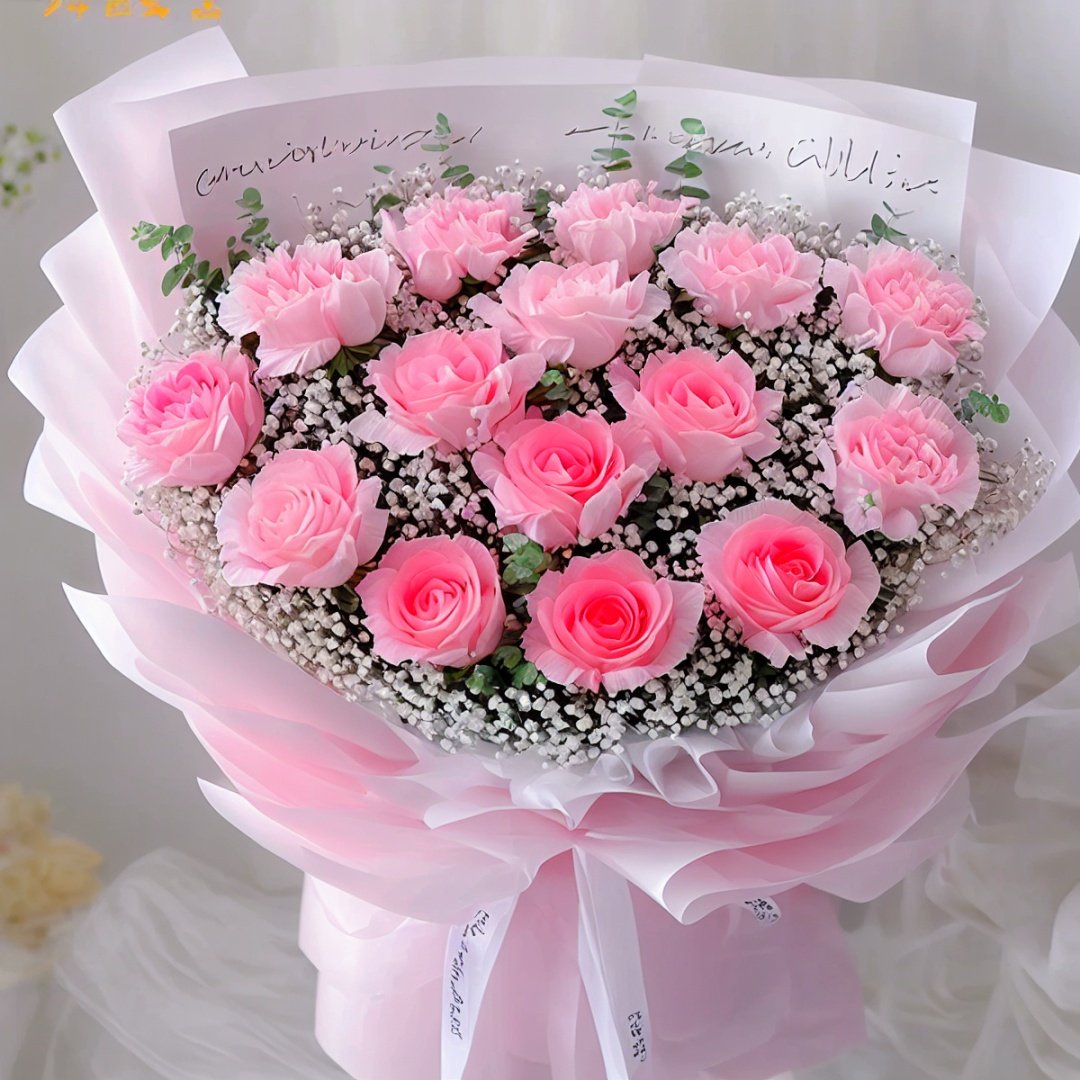 bouquet,pink dianthus carnation,white gypsophila paniculata,pink rose,pink packing, eucalyptus robusta, <lora:TS_Bouquet_V14:1>Steps: 20, Sampler: DPM++ 2S a, CFG scale: 6.5, Seed: 3511160827, Size: 600x600, Model hash: e1441589a6, Model: v1-5-pruned, Denoising strength: 0.3, Clip skip: 2, ENSD: 31337, Version: v1.2.1, Hires upscale: 2, Hires upscaler: BSRGAN