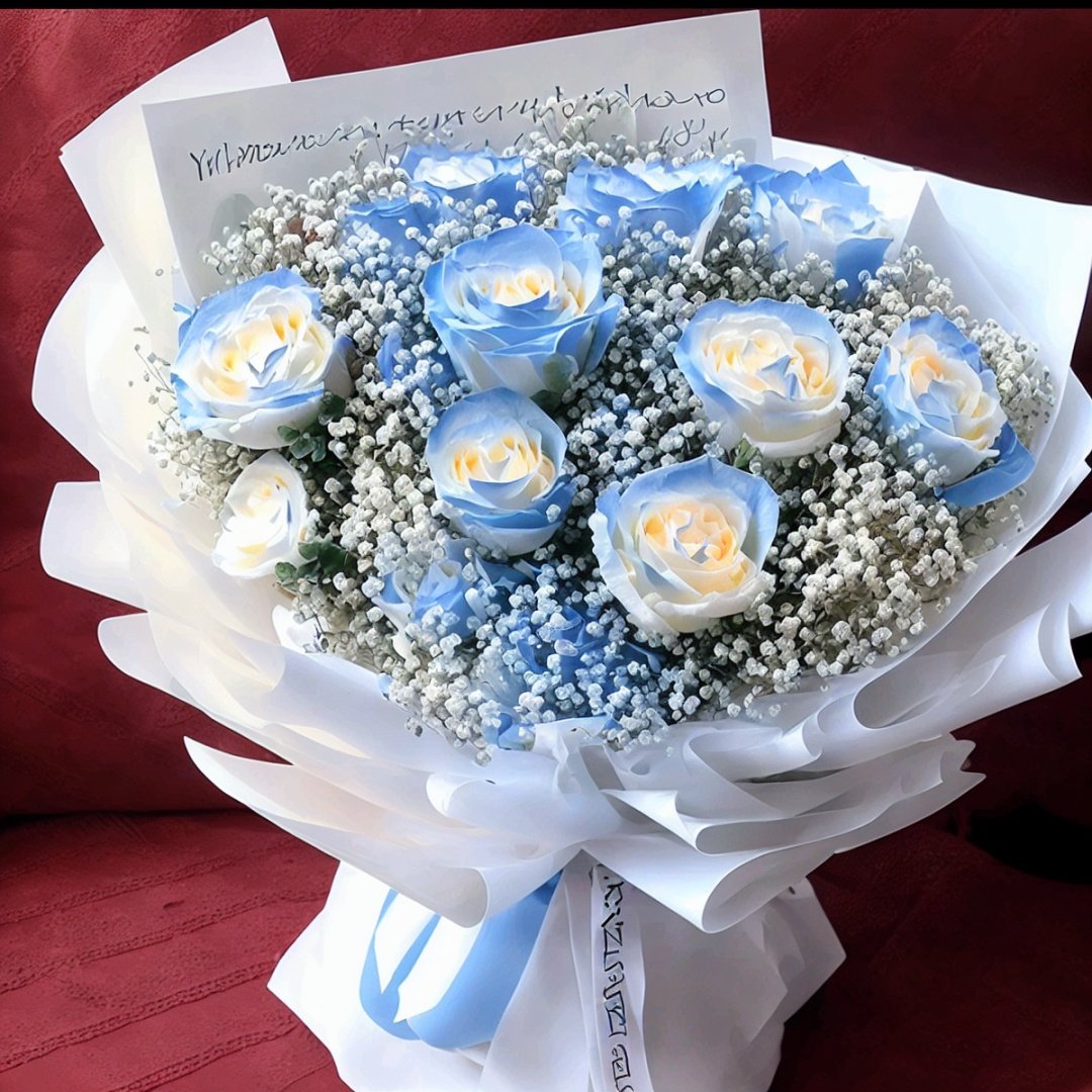 bouquet,blue rose,white rose,eucalyptus robusta,white gypsophila paniculata,white packing, <lora:TS_Bouquet_V14:1>Steps: 20, Sampler: DPM++ 2S a, CFG scale: 6.5, Seed: 1897279492, Size: 600x600, Model hash: e1441589a6, Model: v1-5-pruned, Denoising strength: 0.3, Clip skip: 2, ENSD: 31337, Version: v1.2.1, Hires upscale: 2, Hires upscaler: BSRGAN