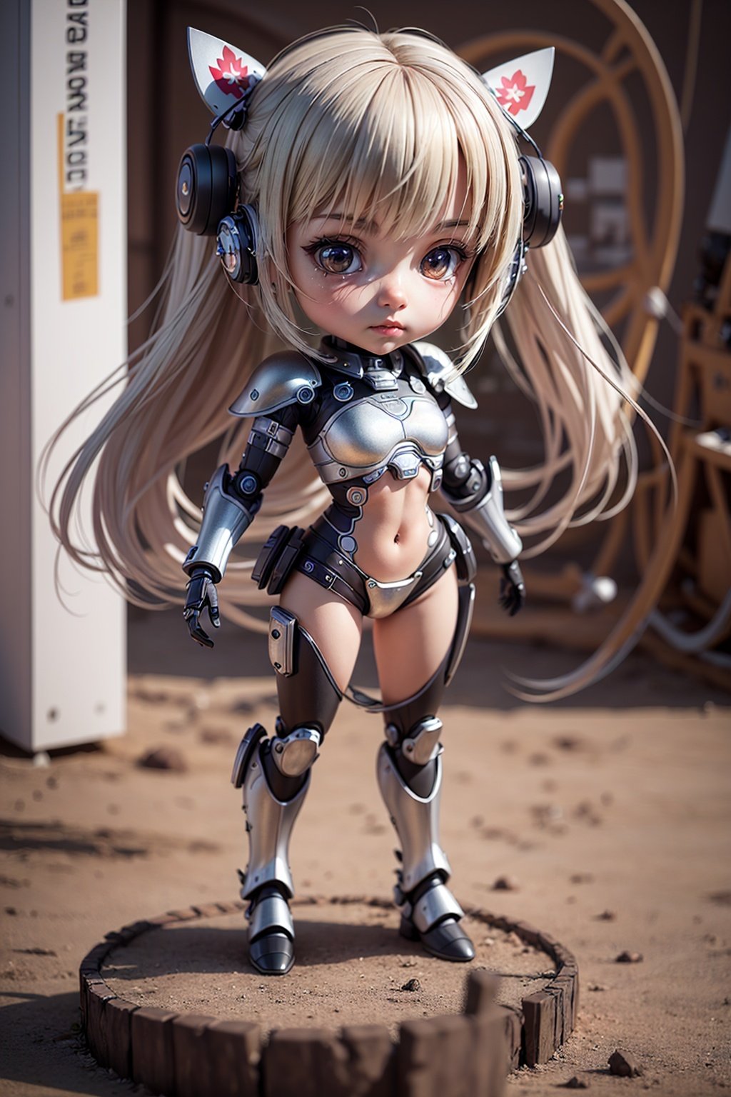 best quality,masterpiece,(photorealistic:1.4),1girl,(chibi:1.2),full_body,mecha,robot,armor,bodysuit,science fiction,armor,<lora:jijiamanghe:1>,