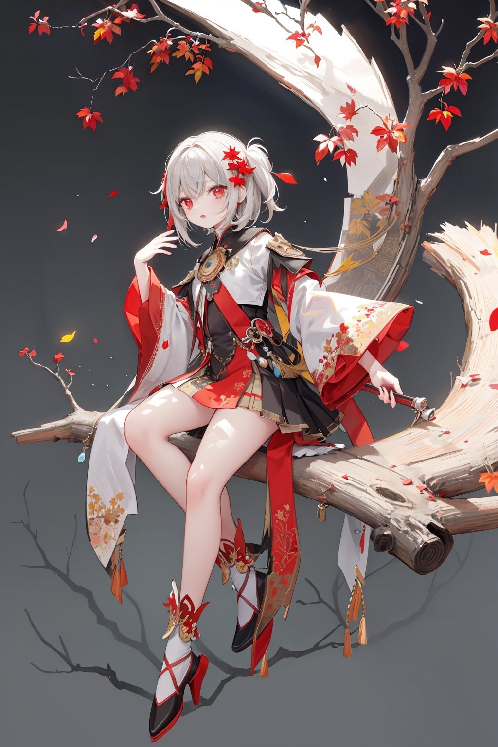 //,masterpiece,(best quality),(illustration),(colorful),//,full body,grey background,(broken face:1.2),((white and red)),growth,leaf,tree branch on head,branch, fractal,branch arm,branch legs,