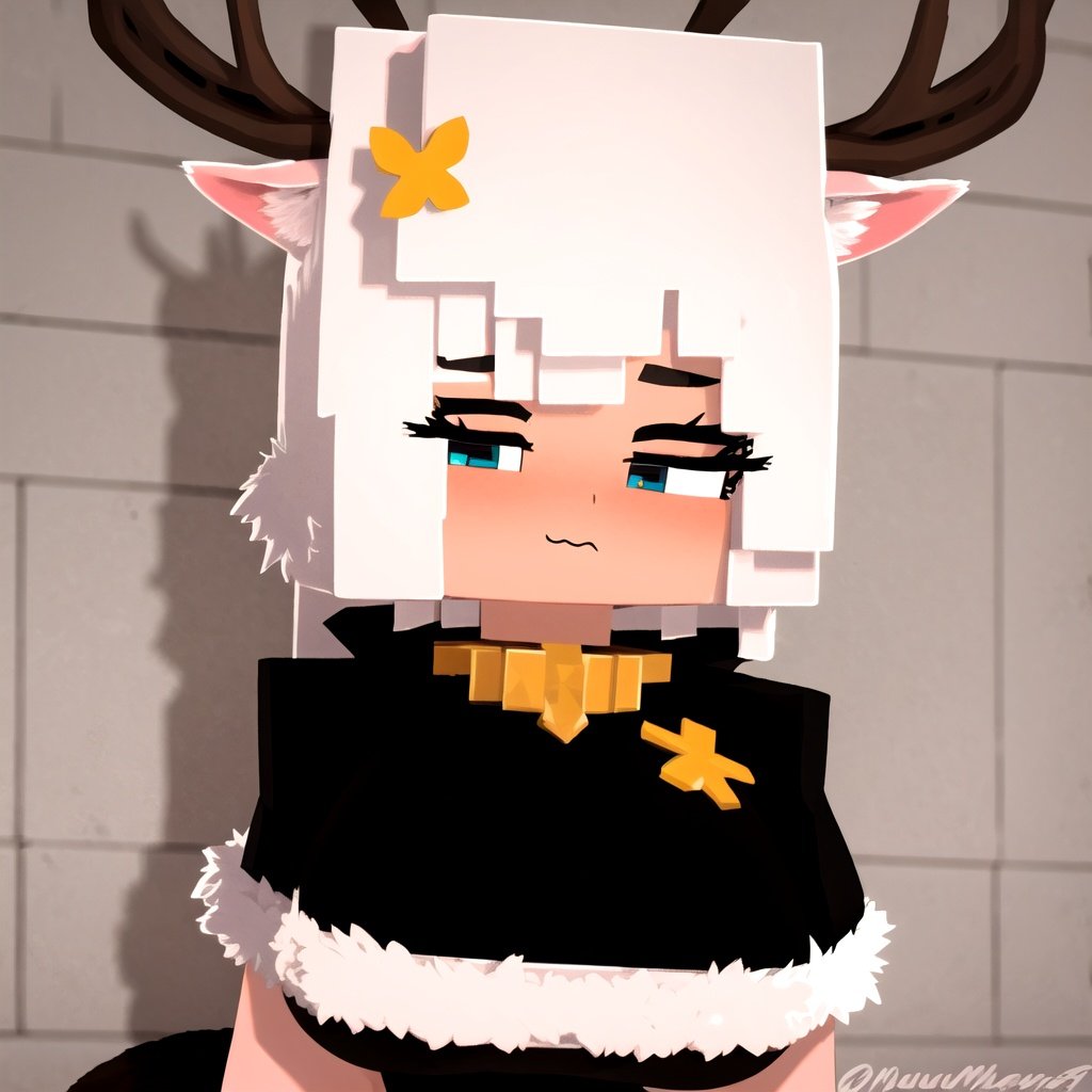 ((best quality)), ((highly detailed)), masterpiece, (detailed eyes, deep eyes), (1girl), upper body, -((deer girl)), deer ears, deer tail, dearantlers, large deer antlers, fur coat, (at a mausoleum)