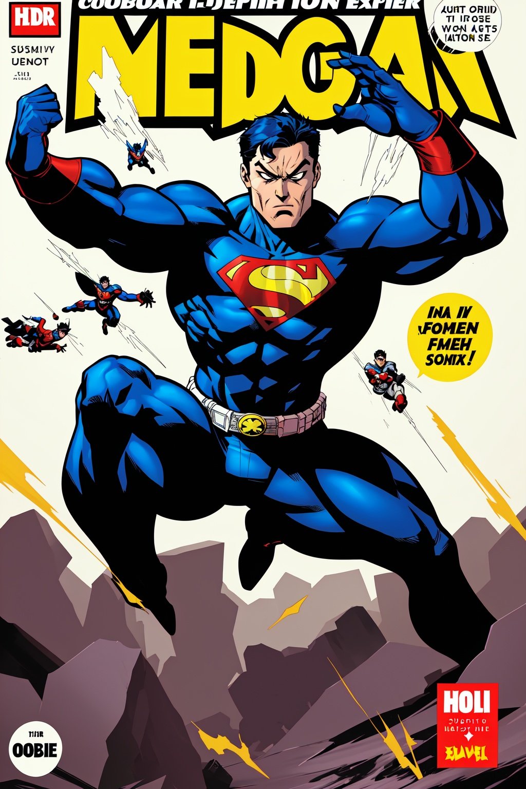 a comic cover of a super hero in a action pose in comic style