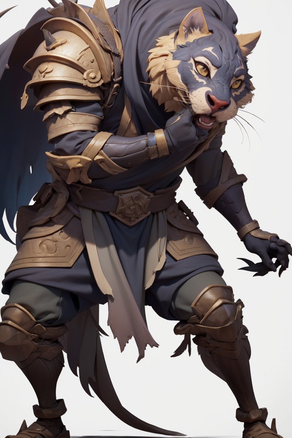 A warrior with a big cat,Character design,White background,AIGC style,UHD,textured skin,high details,best quality,super detail,award winning,high quality,16k,<lora:AIGC style_20230611150759-000008:0.75>,