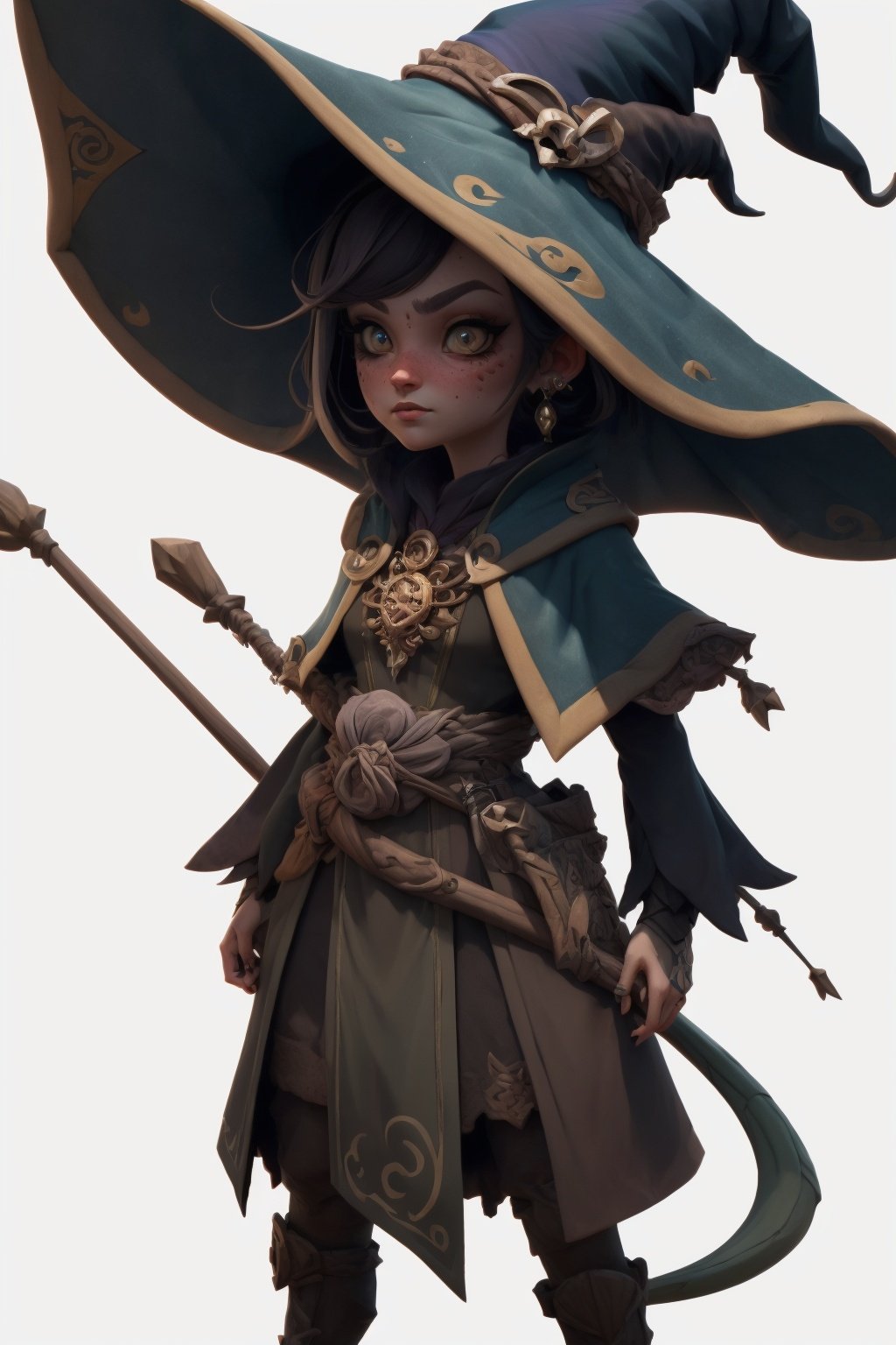 A witch,East Dragon,Character design,White background,AIGC style,UHD,textured skin,high details,best quality,super detail,award winning,high quality,retina,16k,<lora:AIGC style_20230611150759-000008:0.7>,