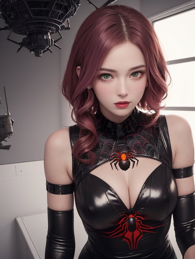 (best quality, ultra-detailed, best illustration, best shadow, masterpiece, high res, professional artwork, famous artwork), (1girl, solo), SakuraNS, looking at viewer, green eyes, pink hair, (forehead_mark1.2), arachne, spider girl, arthropod girl, chitin, (giant spider:1.3, spider:1.3), multiple eyes,(Ride the spaceship:1.3), masterpiece,best quality,ultra-detailed, clear facial features,beautiful scene,Dreamy Atmosphere,UE5,Quixel Megascans Render,8KHD,high detail,hyper quality,high resolution,beautiful lighting,