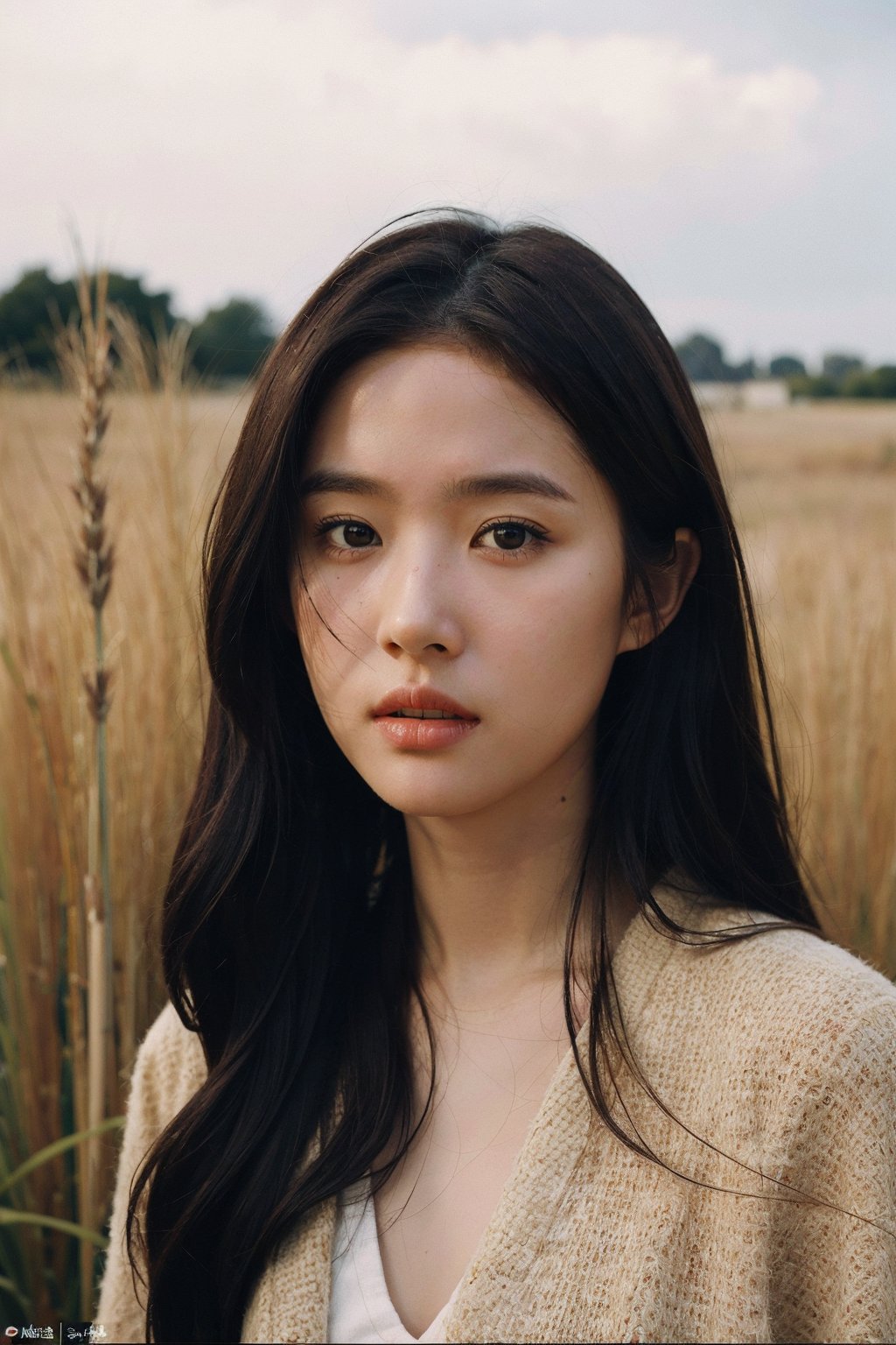  A girl with a mysterious gaze, standing in the depths of a dense reed bed, a telephoto lens zooming in on her face, capturing the emotion, influenced by Robert Doisneau's candid photography, with a rough, grainy texture that adds a sense of authenticity., monkren