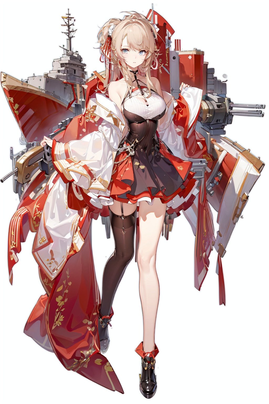 [(white background:1.5)::5], (imid shot:0.95), (full body:1.25), Dynamic angle, (falt color:1.3),colorfulrigging, machinery, cannon,turret,  <lora:azur lane_20230619144714-000018:0.6>     <lora:gloriousAzureLaneSpring_GloriousSpiring:0.7>