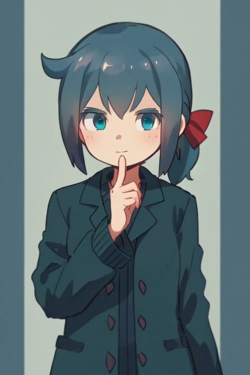 1girl, 1ponytail, dark blue hair, marine green eyes, Constanze 