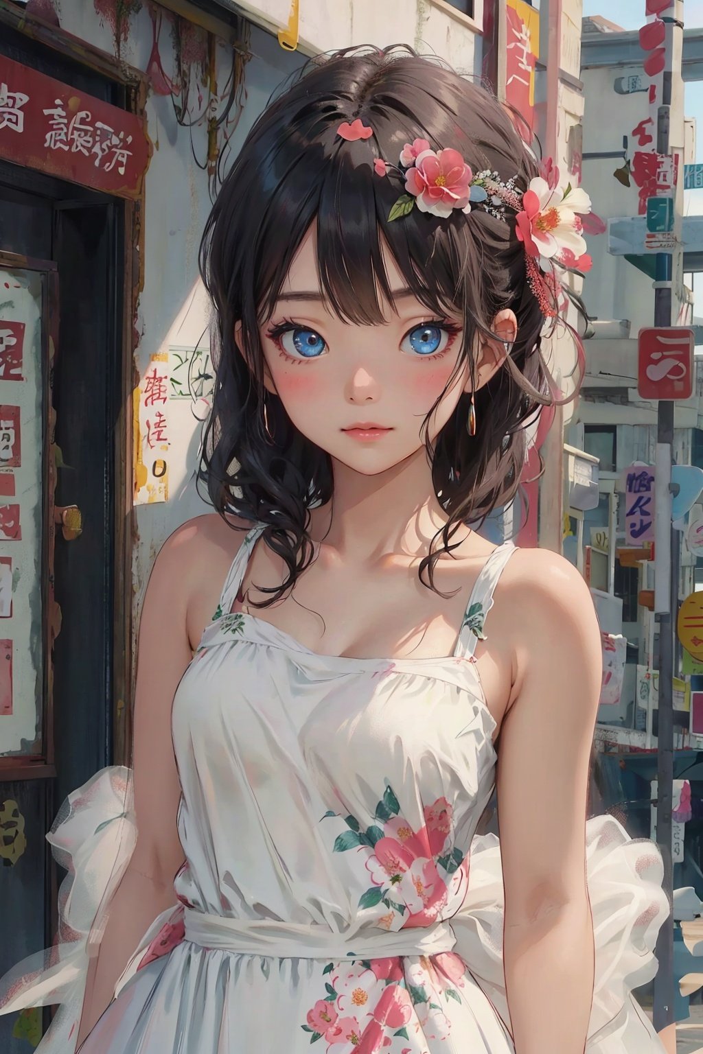 1girl, elegant floral dress, beautiful eyes, upper body, 8k,32k,高清