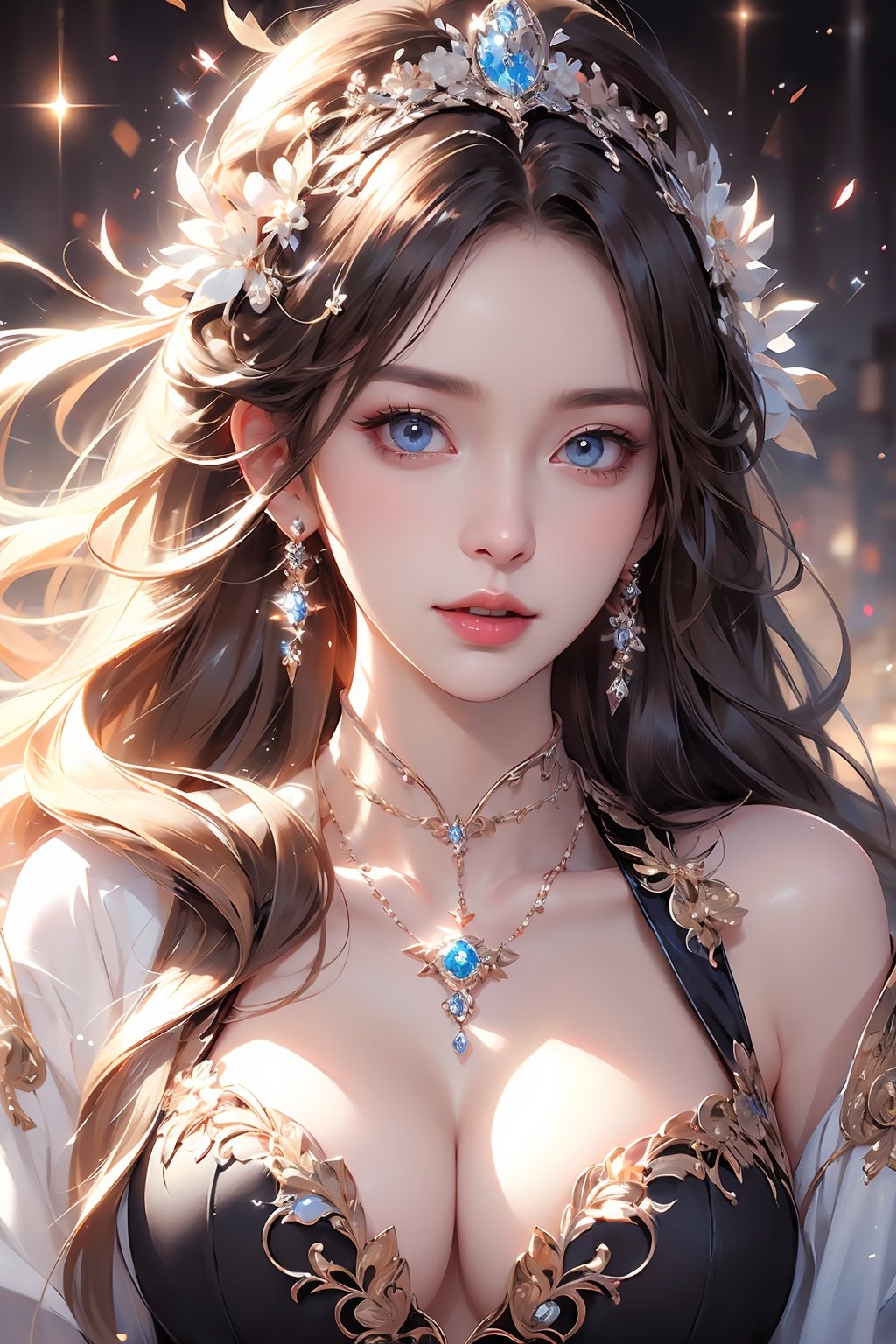 (Reality :1.3), Official art, Uniform 8k quality, Super Detail, 1 girl,beautiful detailed face,  beautiful detailed eyes,exquisite fingers,trendy,best quality,White teeth,full breasts,Reflectors,Sparkle,