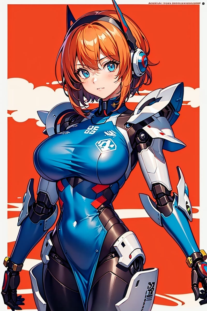 1girl, <lora:A-Mecha-REN[color_theme,mecha musume, mechanical parts, robot joints,headgear,full armor]:1>,red_theme,mecha musume, mechanical parts, robot joints,headgear,full armor,cowboy shot, large breasts,