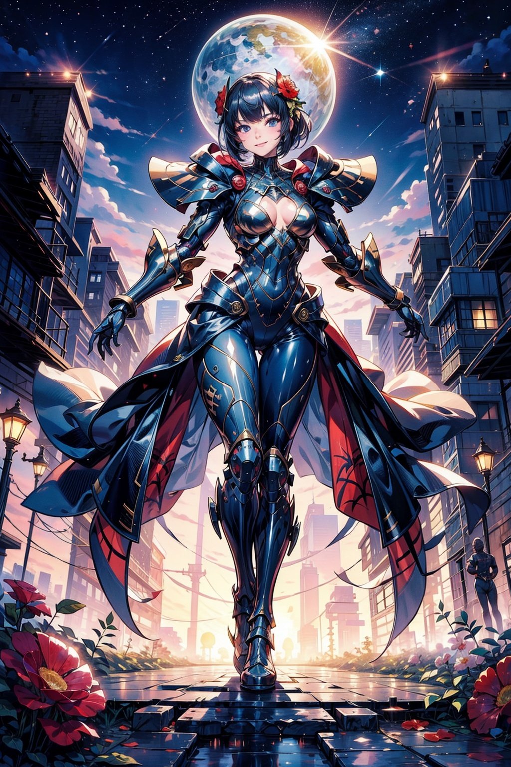 best quality,masterpiece,8k,1girl,day,light smile,spiderwomen,flower <lora:flower_20230620160856:0.7>,Science fiction,Imperial armor,magnificent,domineering,high-end,High grade,