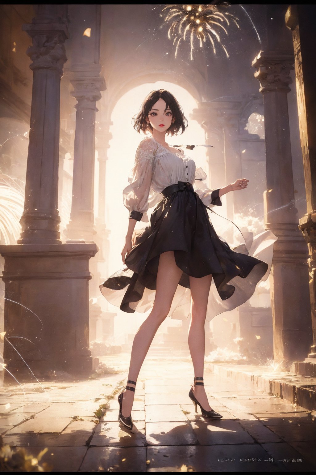 (nikon RAW photo, 8k), (photorealistic:1.3),1girl, full body, solo, fashion portrait, fashionable outfit, stuning dress ,royal garden, classic, cinematic lighting, utopian, euphonium, ((light particles)), realistic, morning sun, dynamic, fresh,best quality, exquisite details, high-resolution, dynamic movement, dynamic pose, laser, full of imagination, illustration, letterboxed, unmatched composition ultra-detailed super high quality  <lora:h2iai_fullshot_v0.1:0.75>  <lora:NijiExpressV2:0.1> <lora:try2:0.1>