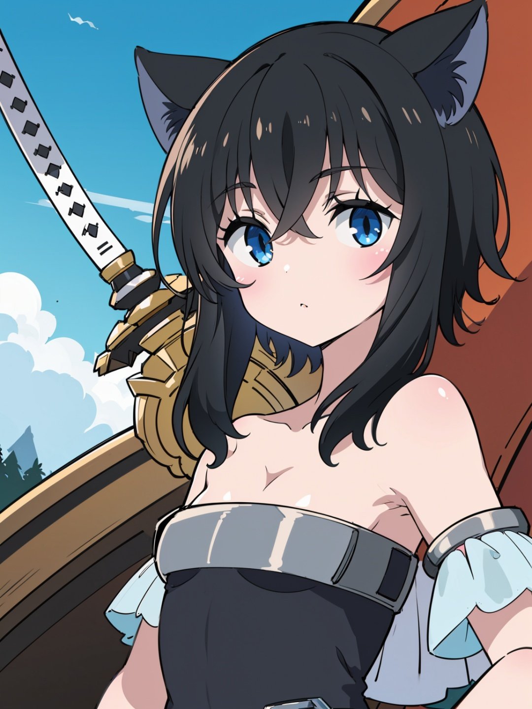 (masterpiece), (best quality),<lora:fulan-000006:0.7>, loli, cat ears, sword, black hair, flat chest, 