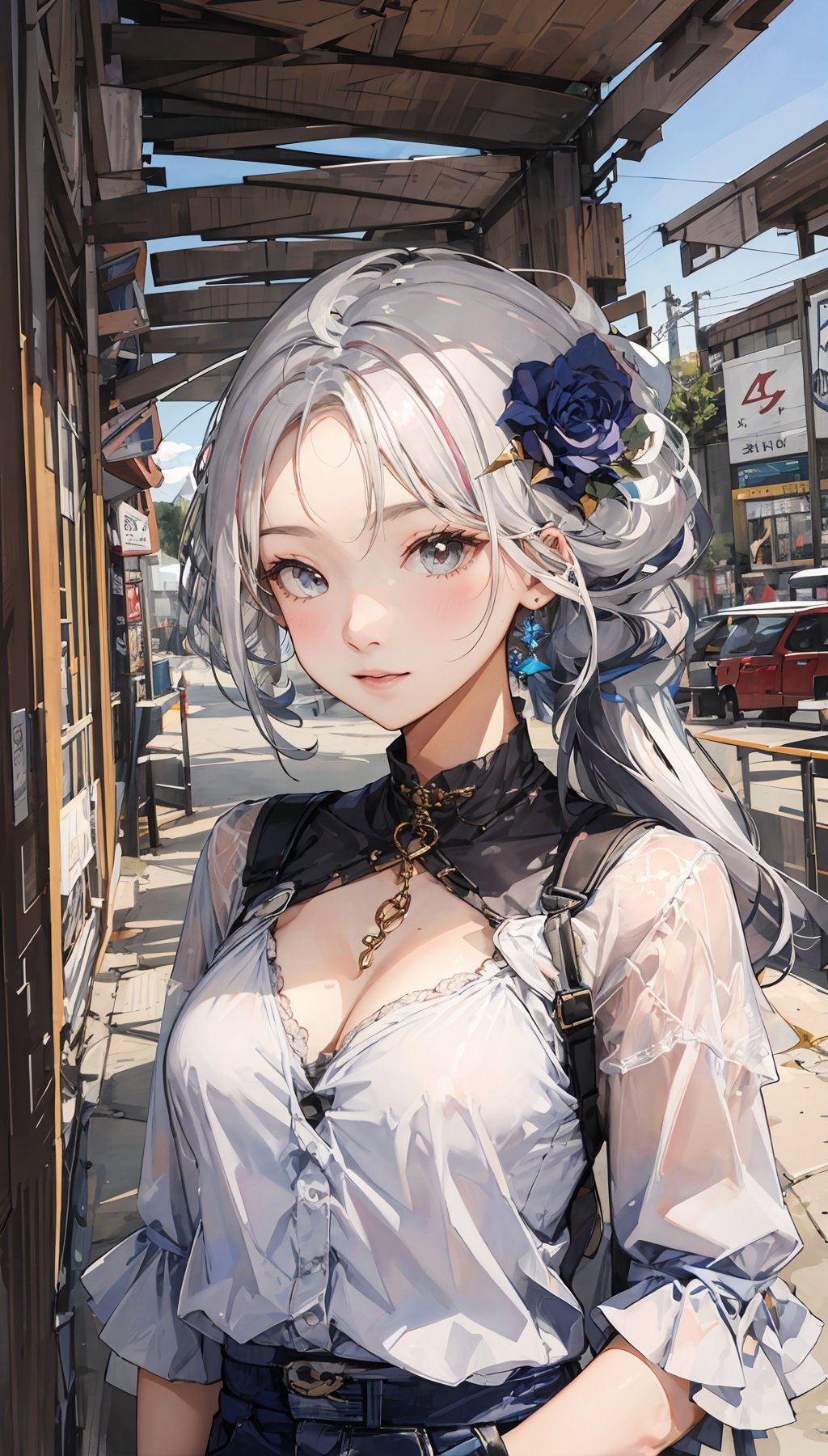 moyou,1girl,White hair,